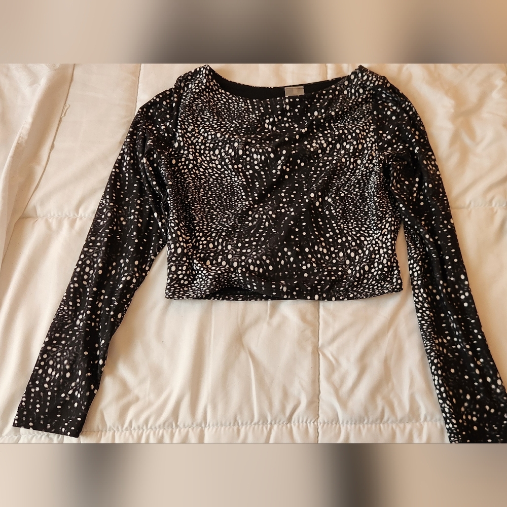 CALIA Black and White Patterned Long Sleeve Swim Tee